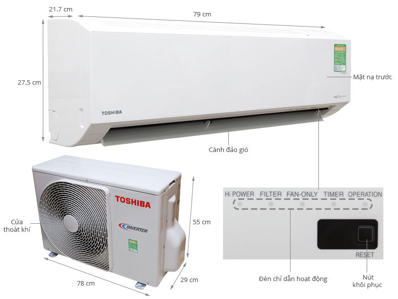 Máy lạnh Toshiba Inverter 1.5 HP RAS-H13G2KCV-V Máy lạnh Toshiba Inverter 1.5 HP RAS-H13G2KCV-V