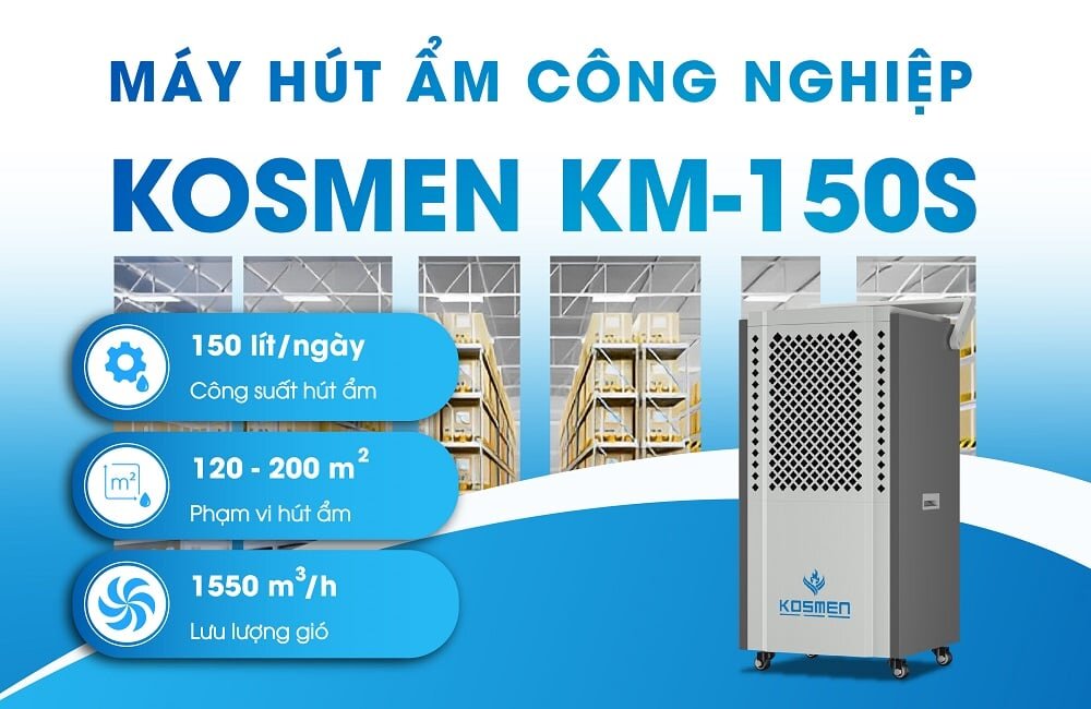 Máy hút ẩm công nghiệp Kosmen KM-150S có công suất cao