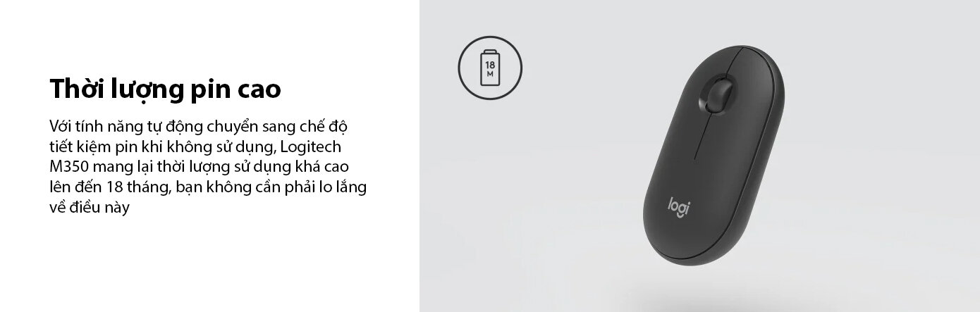 Chuột không dây Logitech M350 Pebble White 5
