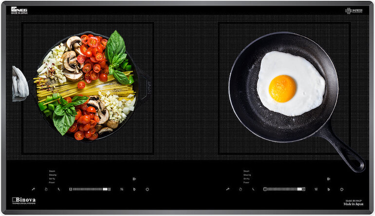 Thiết kế của bếp từ âm 2 vùng nấu Binova BI-966JP