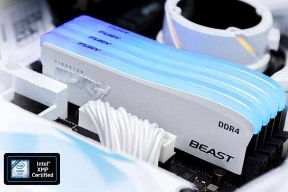 RAM Kingston Fury Beast White RGB 16GB (2x8GB) DDR4 3200Mhz (KF432C16BWAK2/16) 3