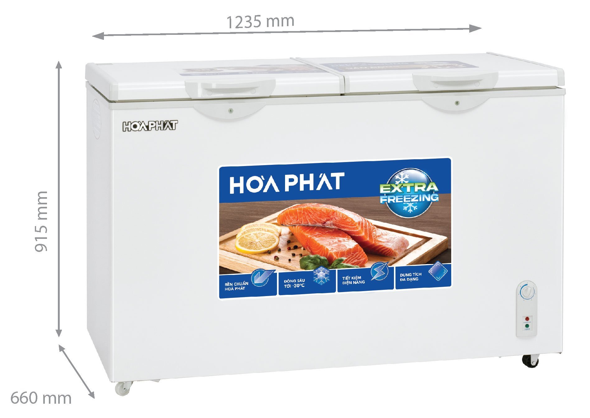 Kích thước tủ đông Hòa Phát 2 ngăn 2 cánh HPF BN6271 Tủ đông Hòa Phát 2 ngăn 2 cánh HPF BN6271