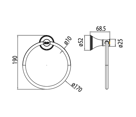 Bản vẽ kỹ thuật vòng treo khăn American Standard Heritage WF-0290