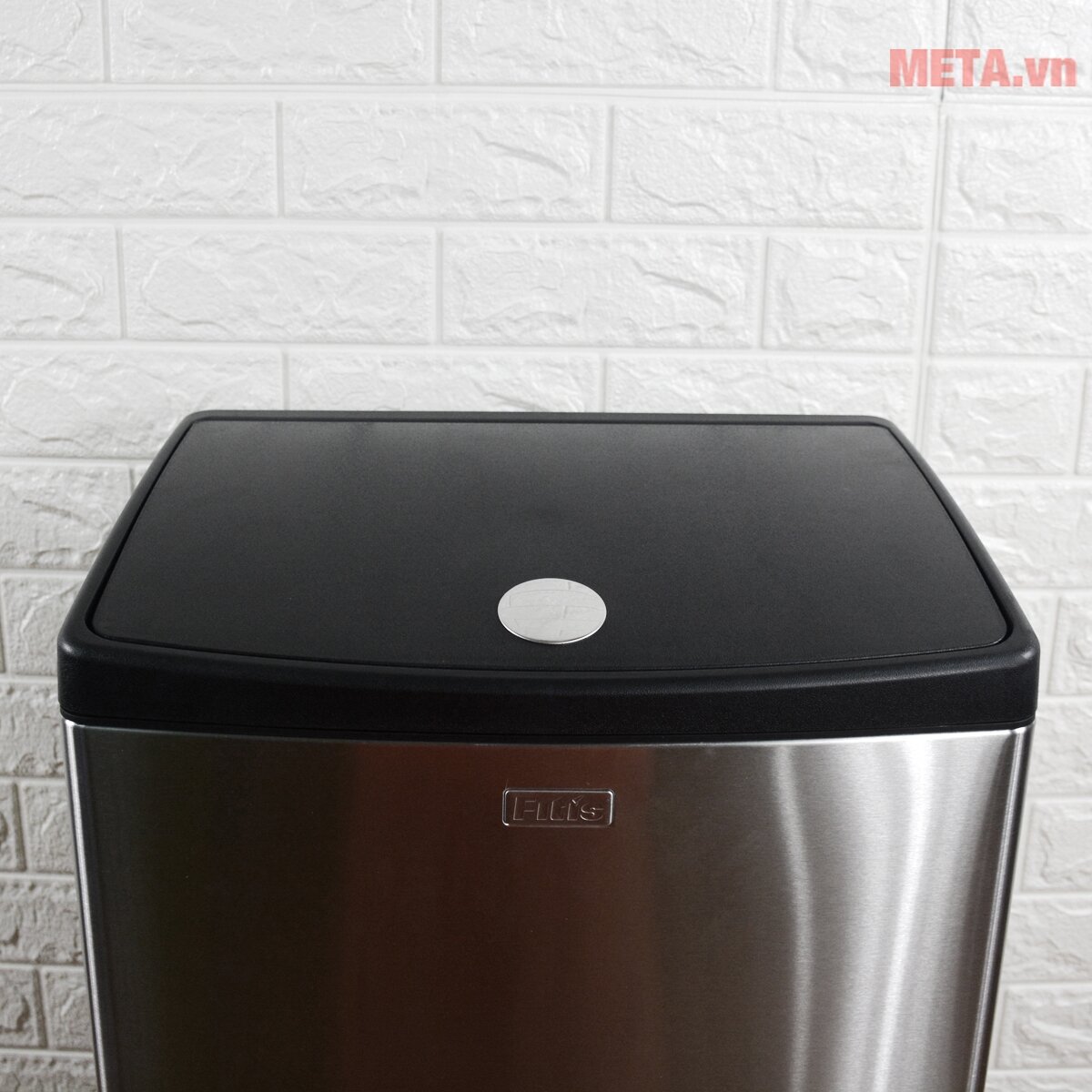 Thùng rác inox nhấn vuông lớn Fitis Mega STL2-901 - 40 lít