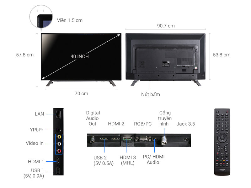 Smart Tivi Toshiba 40 inch 40L5650 Smart Tivi Toshiba 40 inch 40L5650