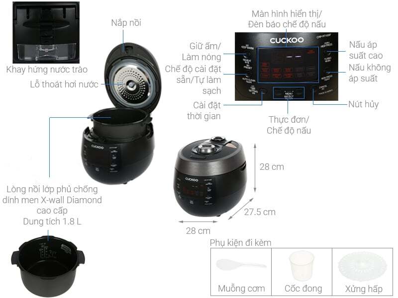 Tổng quan nồi cơm điện cao tần áp suất Cuckoo CRP-RT1008F Tổng quan nồi cơm điện cao tần áp suất Cuckoo CRP-RT1008F