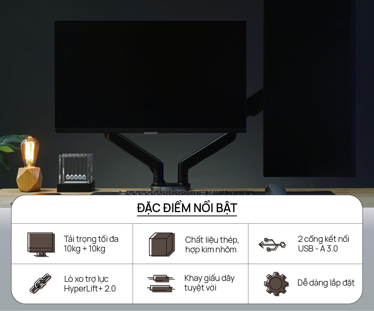 Giá đỡ màn hình Human Motion M8 Màu Đen  2