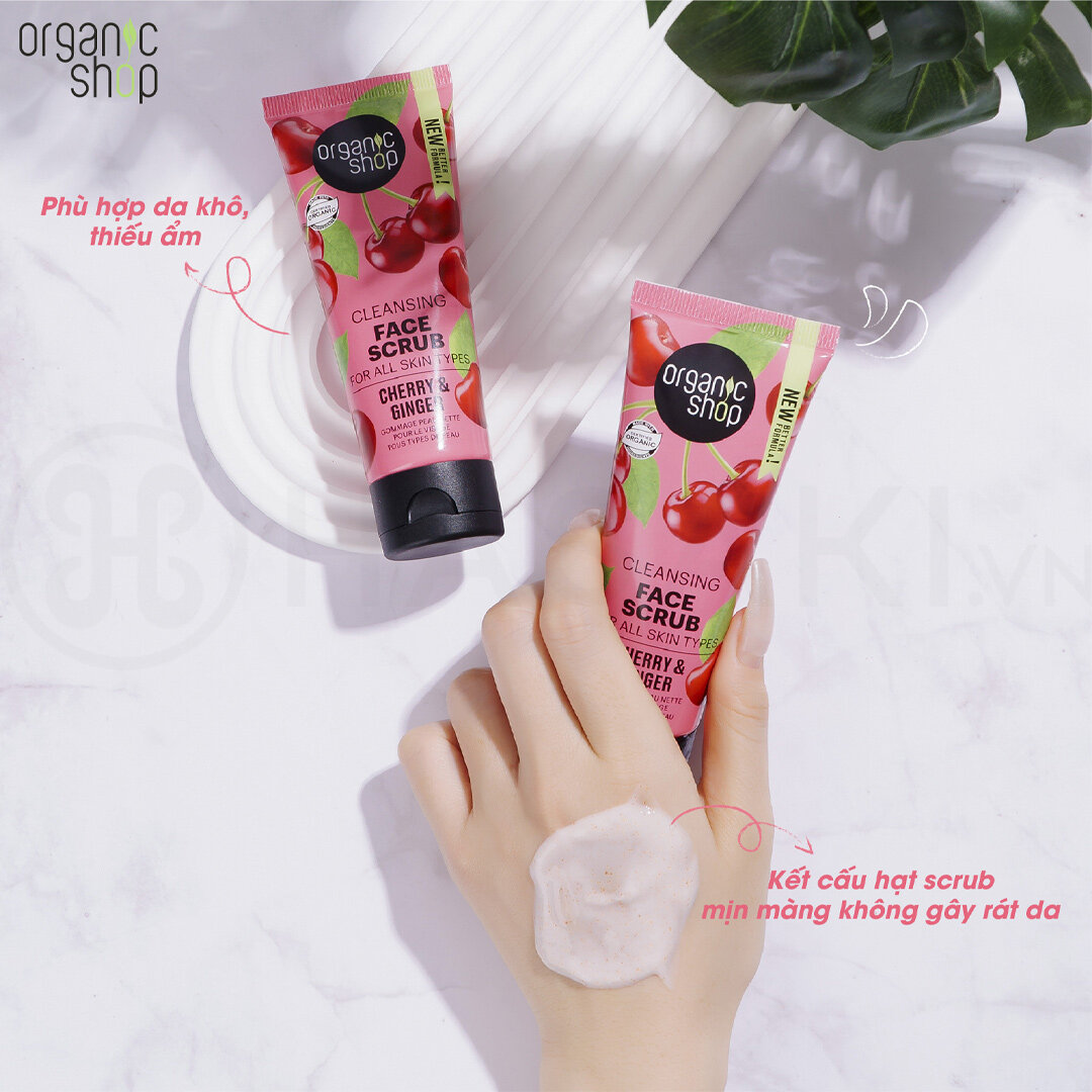 Tẩy Tế Bào Chết Da Mặt Organic Shop Gừng & Cherry 