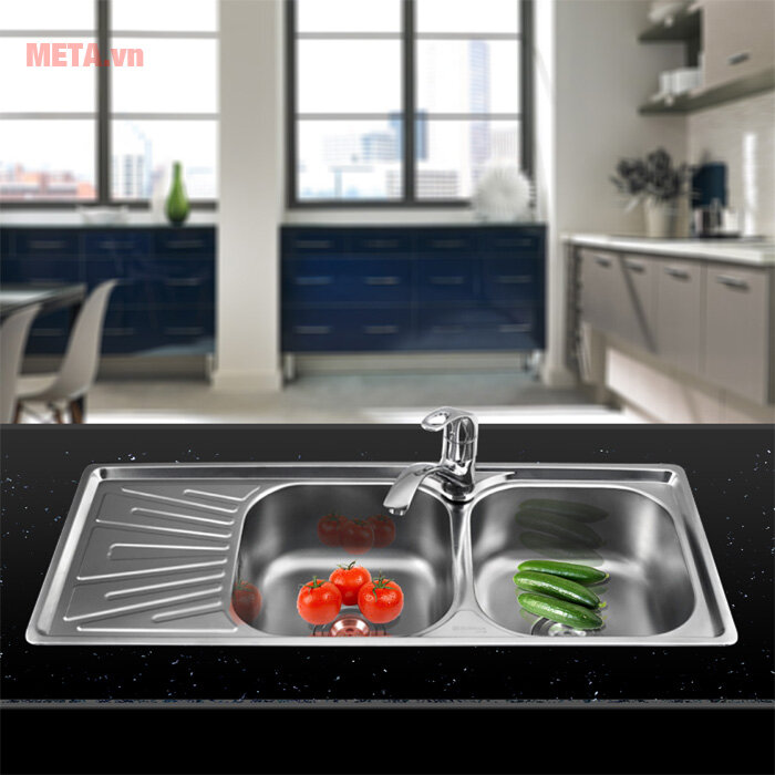 Chậu rửa bát Sơn Hà S100S sơn đáy chống ồn (980mm x 415mm)