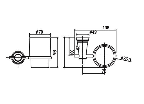 Bản vẽ kỹ thuật phụ kiện đựng ly American Standard Seva WF-6583