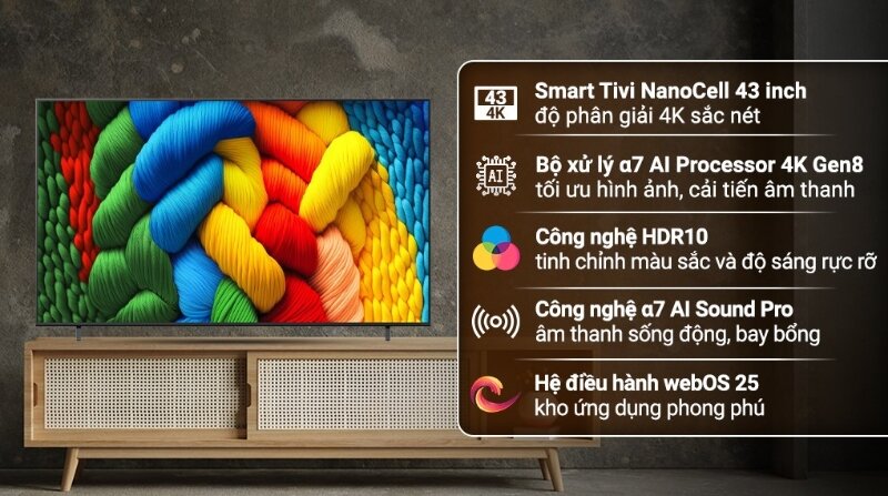 Smart Tivi NanoCell LG 4K 43 inch 43NANO80ASA