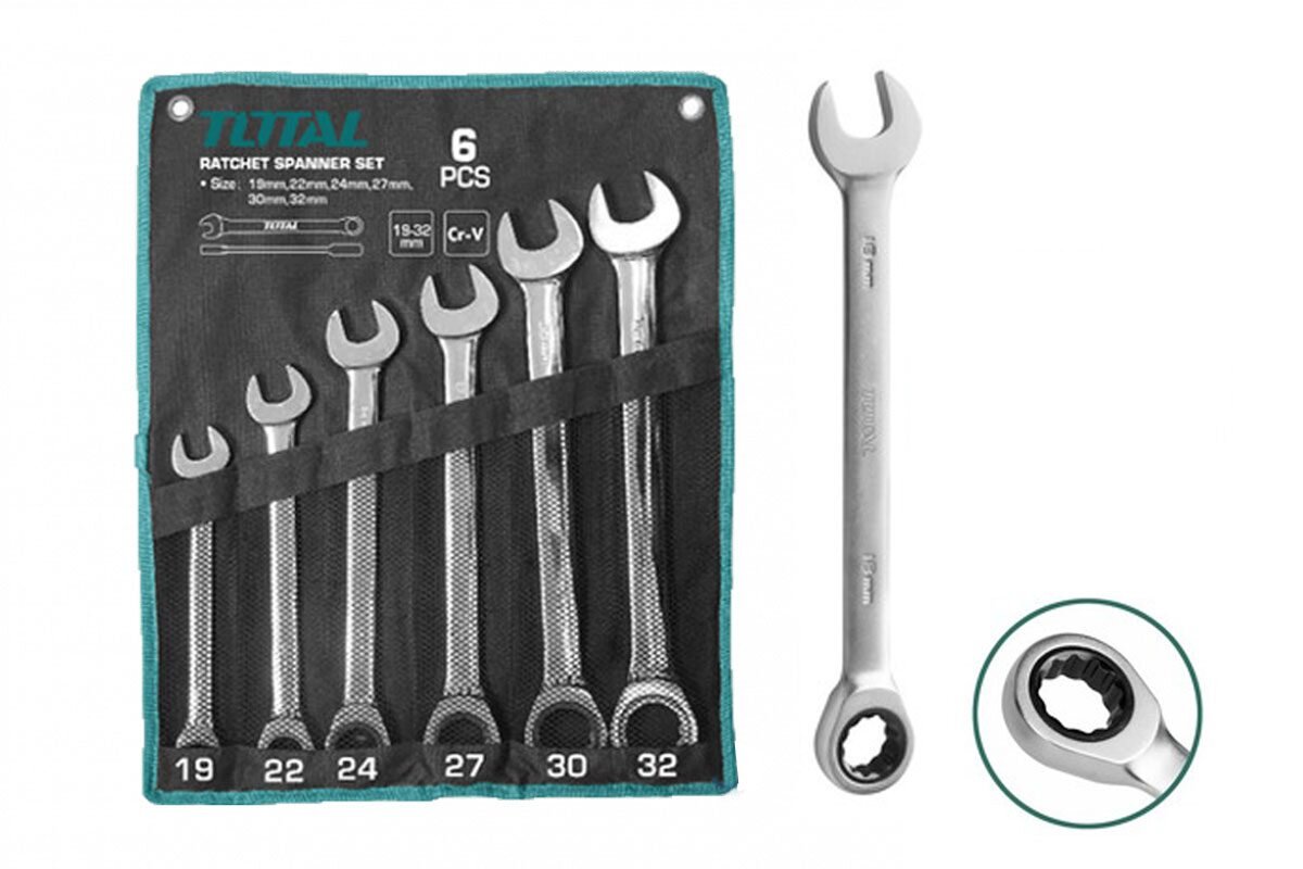 Bộ cờ lê vòng miệng tự động 19-32mm Total THT102RK061