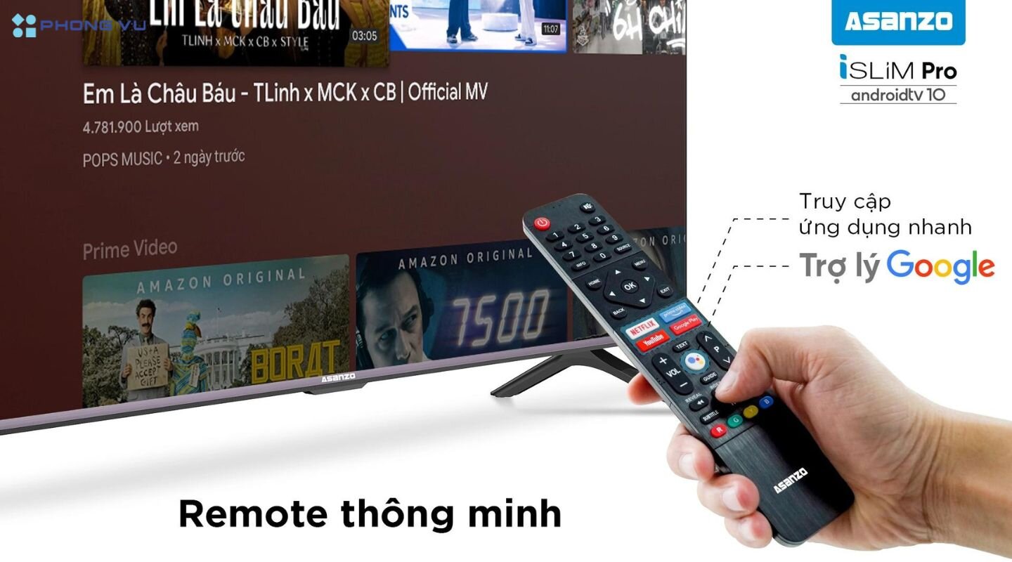Tivi thông minh 50 inch Asanzo có trang bị kết nối không dây, làm gọn gàng căn phòng của bạn