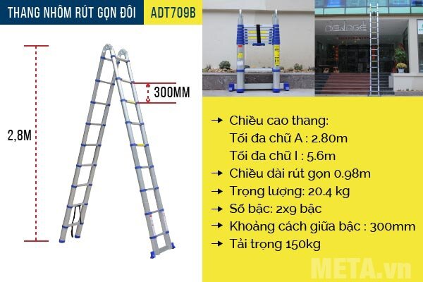 Thang nhôm rút gọn Advindeq ADT709B