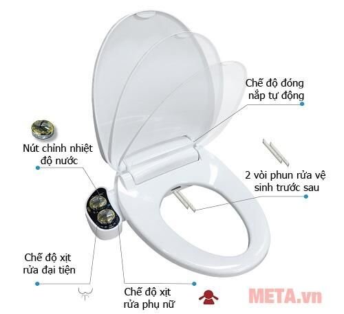 Thiết bị vệ sinh Hyundae Bidet 2 vòi phun HB-9200 có nắp