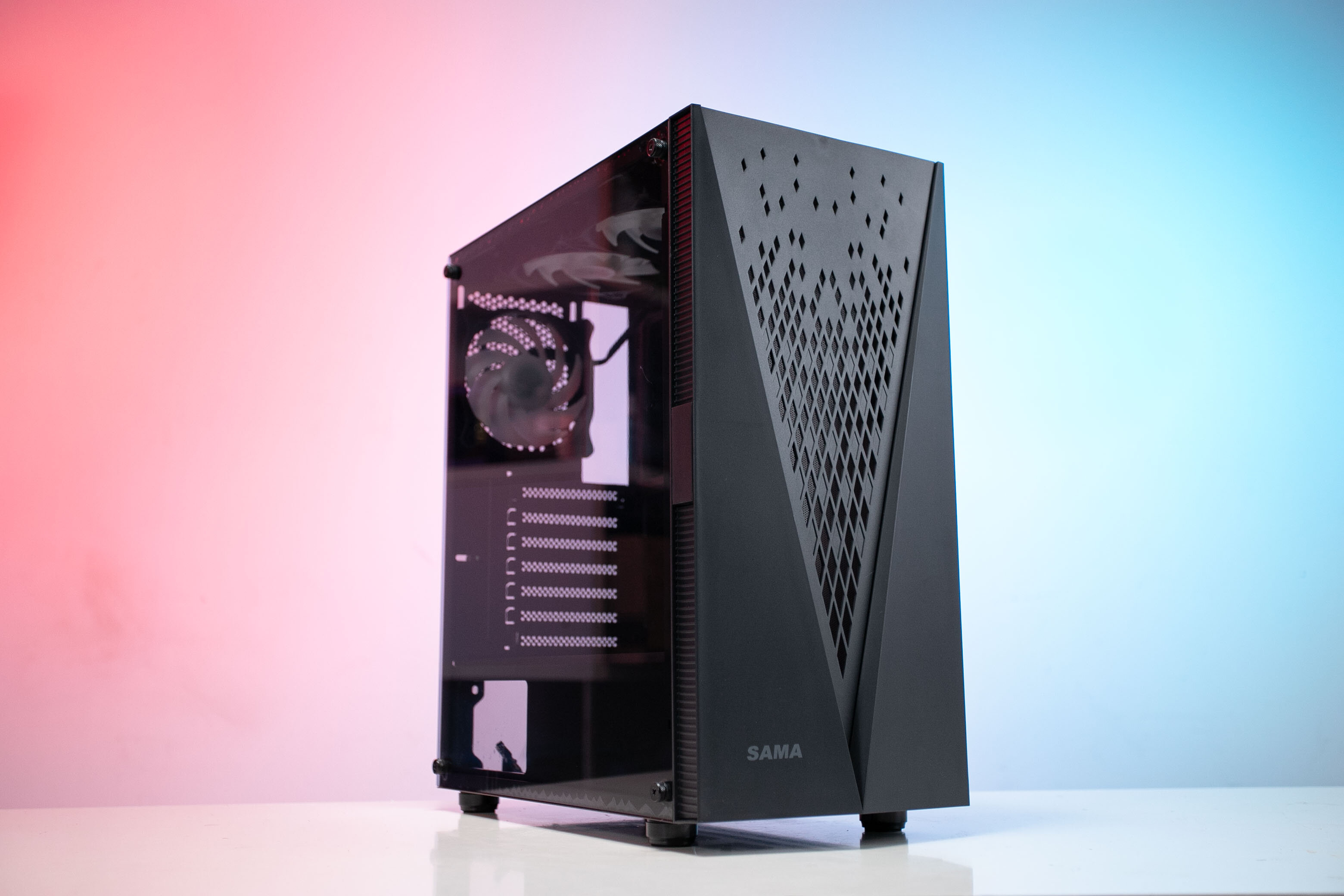 Vỏ Case SAMA 2055 (Mid Tower/Màu Đen/Kèm sẵn 3 Fan RGB)