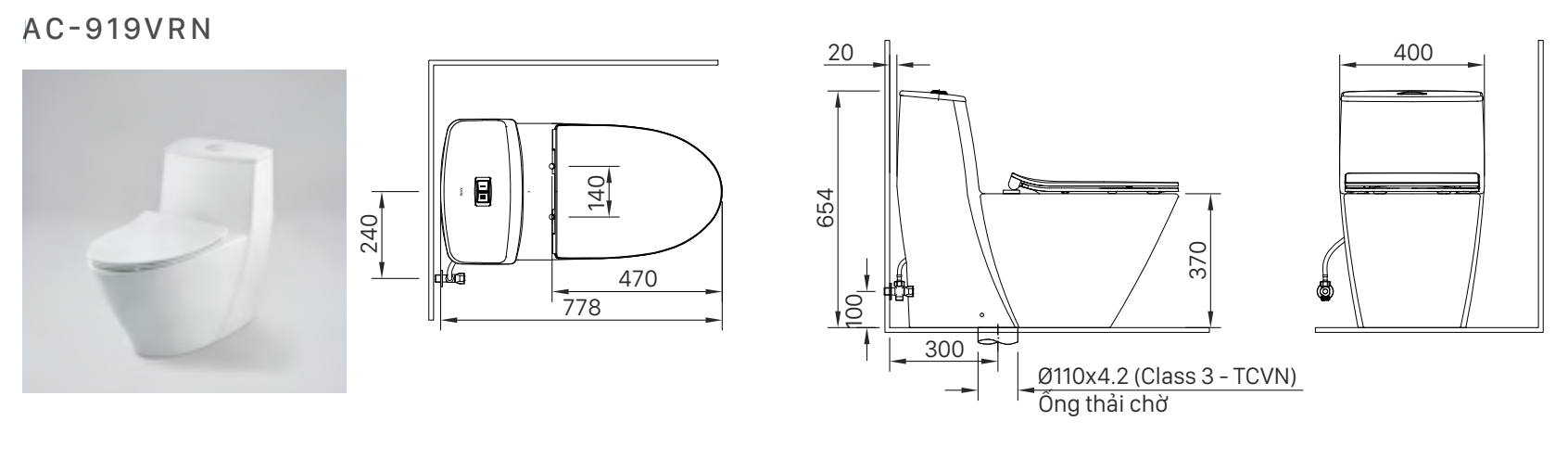 Thân bồn cầu INAX AC-919R