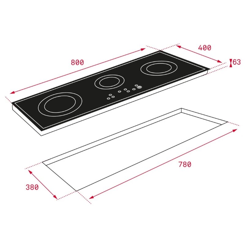 Bếp hồng ngoại âm 3 vùng nấu Teka TRC 83631 TCS 112530000
