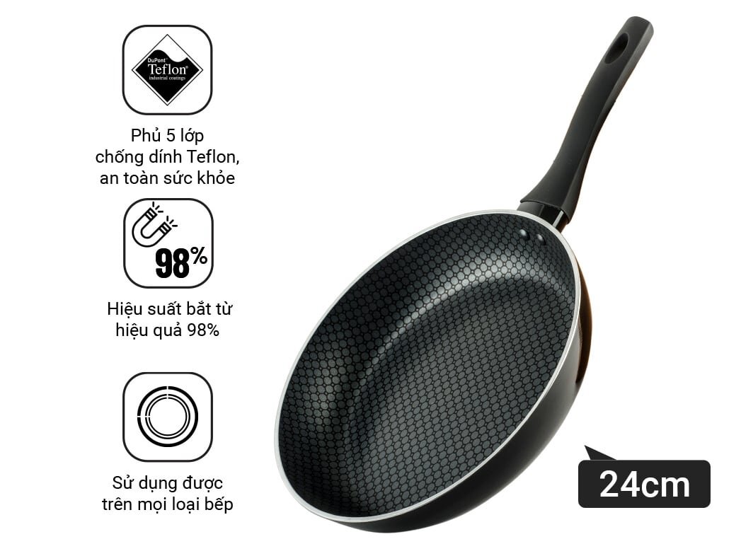 Chảo chống dính 5 lớp đáy từ Nagakawa NAG2401