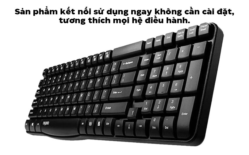 Bàn phím Không dây Rapoo E1050 đen (USB)