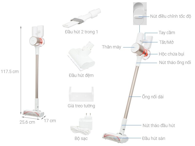 Máy hút bụi không dây Xiaomi G9 Plus BHR6185EU có công suất cao (Ảnh: dienmayxanh).