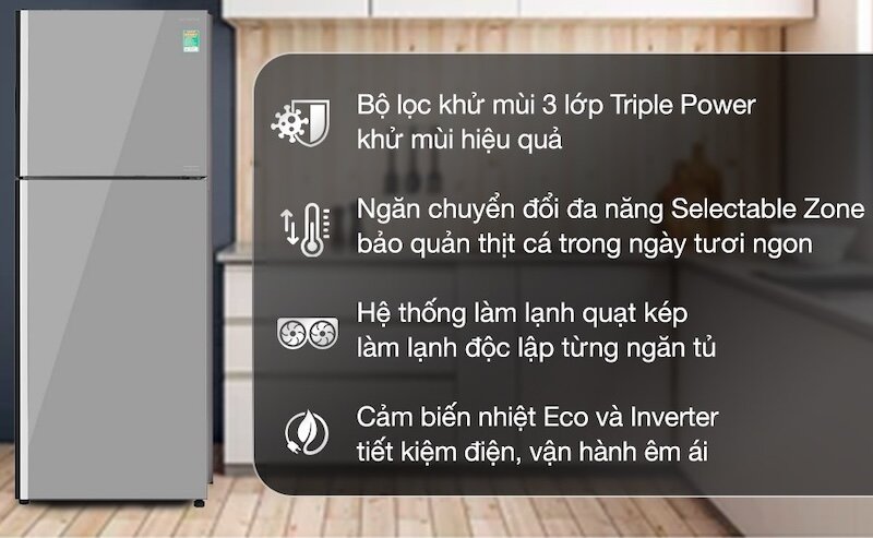 Công nghệ làm lạnh và bảo quản thực phẩm trên tủ lạnh Hitachi Inverter 406 lít R-FVX510PGV9