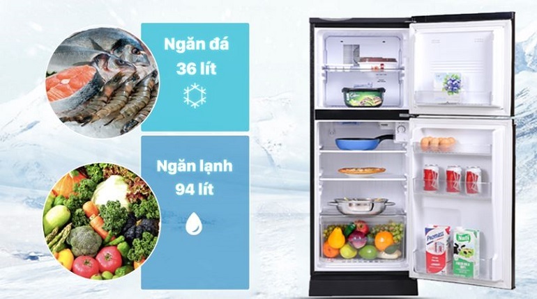 Thiết kế tủ lạnh Aqua 130 lít AQR-T150FA (BS) nhỏ gọn, hiện đại, phù hợp gia đình ít người