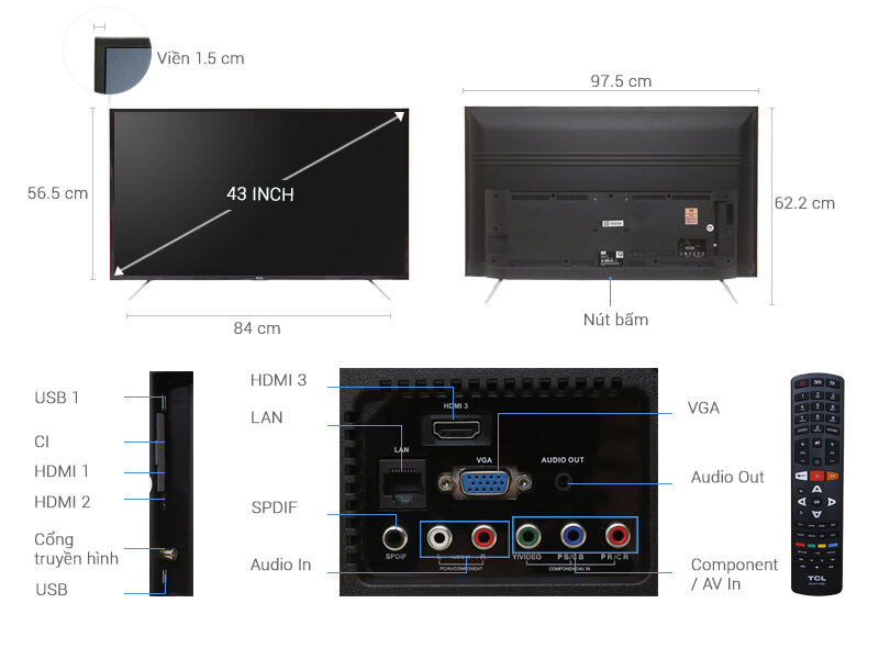 Smart Tivi TCL 43 inch L43S6100