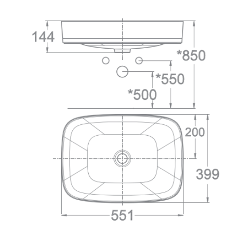 Bản vẽ kỹ thuật chậu rửa mặt lavabo đặt bàn AMERICAN STANDARD WP-0628