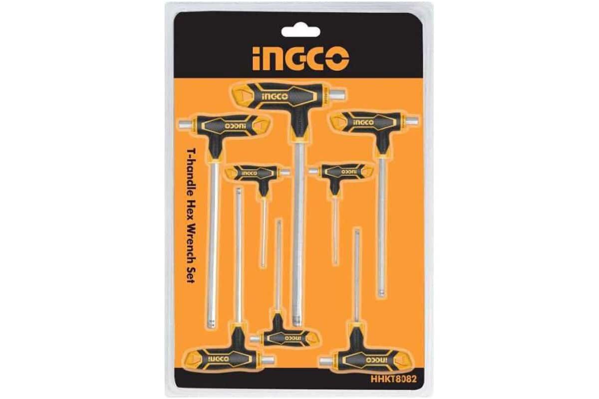 Bộ 8 chìa lục giác tay cầm chữ T INGCO HHKT8082