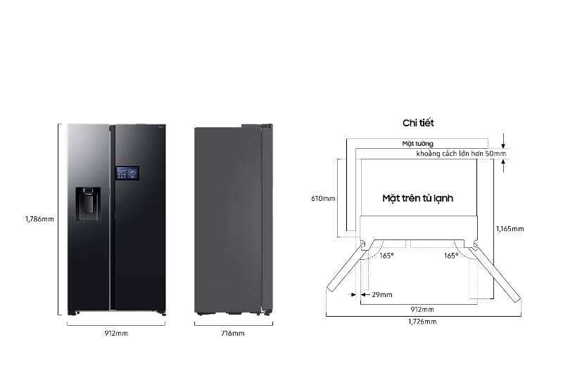 Tủ lạnh Samsung Side By Side Inverter 615 lít RS90F65D2FSV