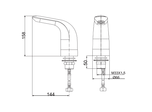 Bản vẽ kỹ thuật vòi lavabo cảm ứng American Standard Luxury WF-8832