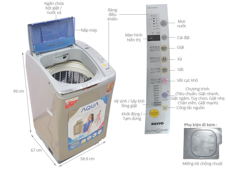 Máy giặt Sanyo ASW-DQ900HT 9kg Máy giặt Sanyo ASW-DQ900HT 9kg