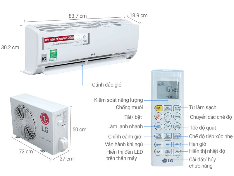 Máy lạnh LG Inverter 1 HP V10APR Máy lạnh LG Inverter 1 HP V10APR