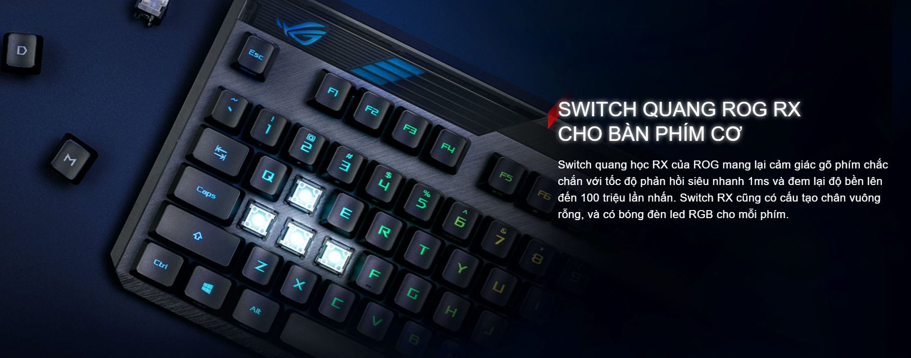 Bàn phím cơ không dây Asus ROG Claymore II (RGB RX optical Blue sw) 2