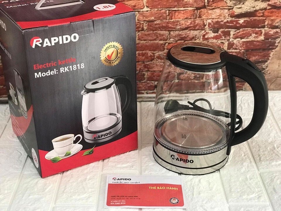 Bình đun siêu tốc Rapido 1.8 lít RK1818 Bình đun siêu tốc Rapido 1.8 lít RK1818