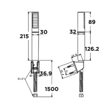 Bản vẽ kỹ thuật tay sen tắm American Standard WF-S508W / WF-S508Bv