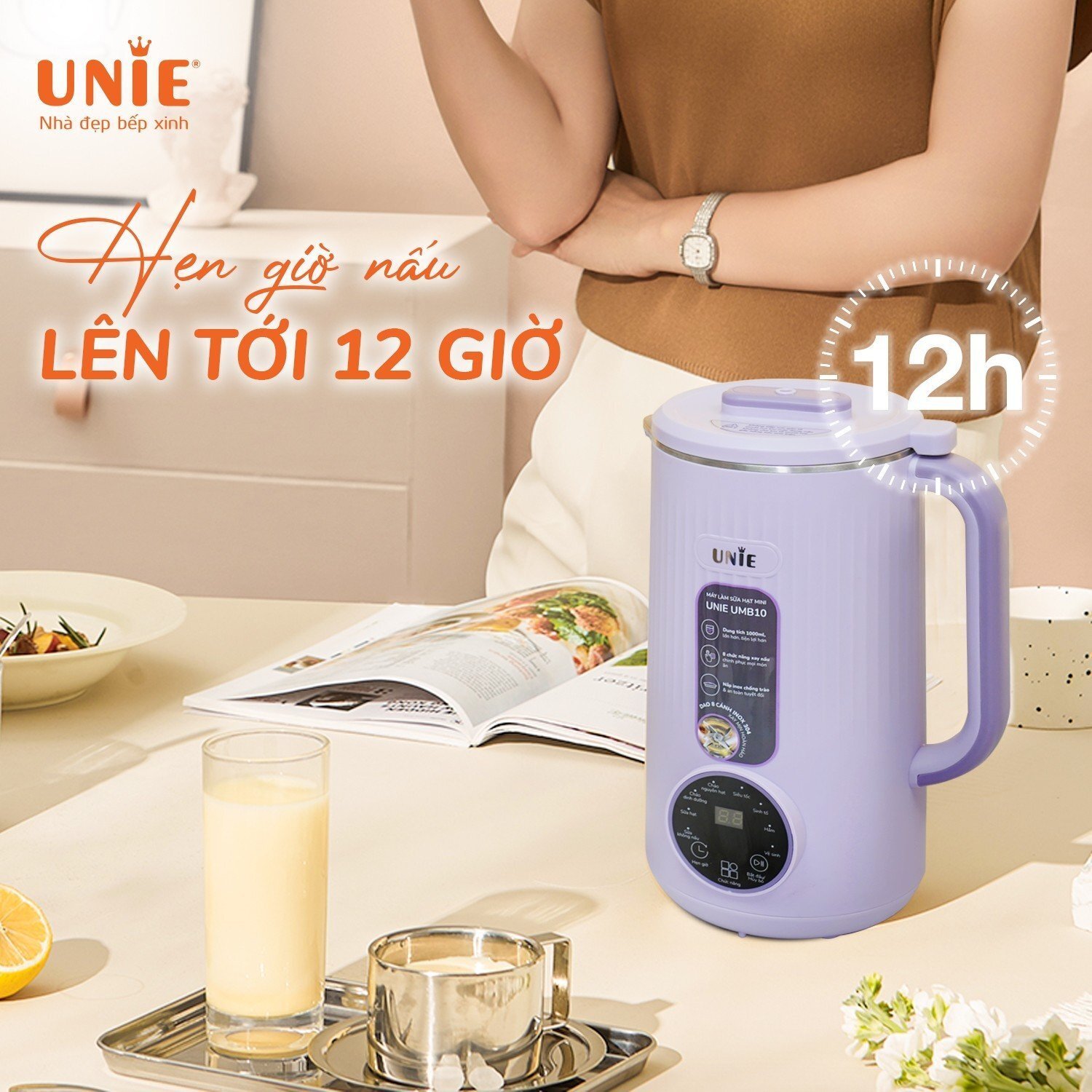 Máy làm sữa hạt điện tử có hẹn giờ tắt Máy làm sữa hạt điện tử