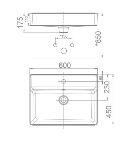 Bản vẽ kỹ thuật chậu rửa mặt lavabo đặt bàn AMERICAN STANDARD WP-F420