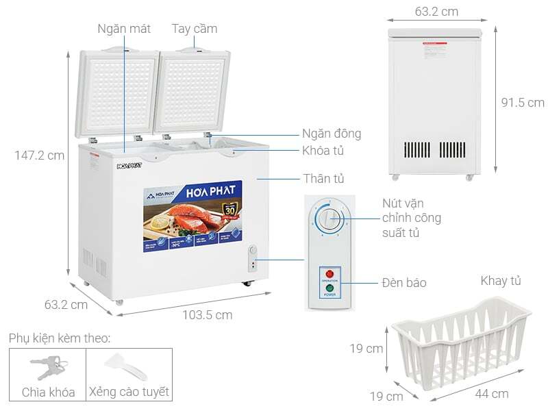 Cấu tạo của tủ đông Hòa Phát 205 lít HPF BD6205 Tủ đông Hòa Phát 205 lít HPF BD6205
