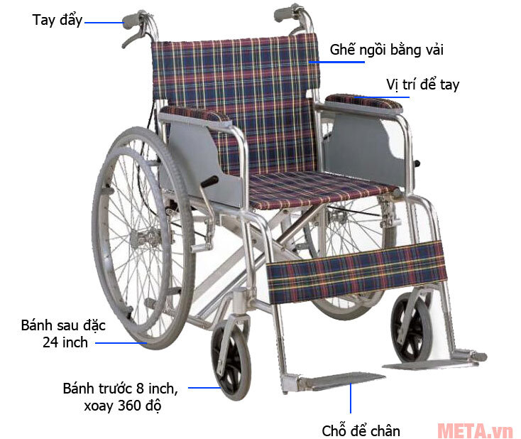 Xe lăn tay Lucass X28J - Xe lăn có phanh