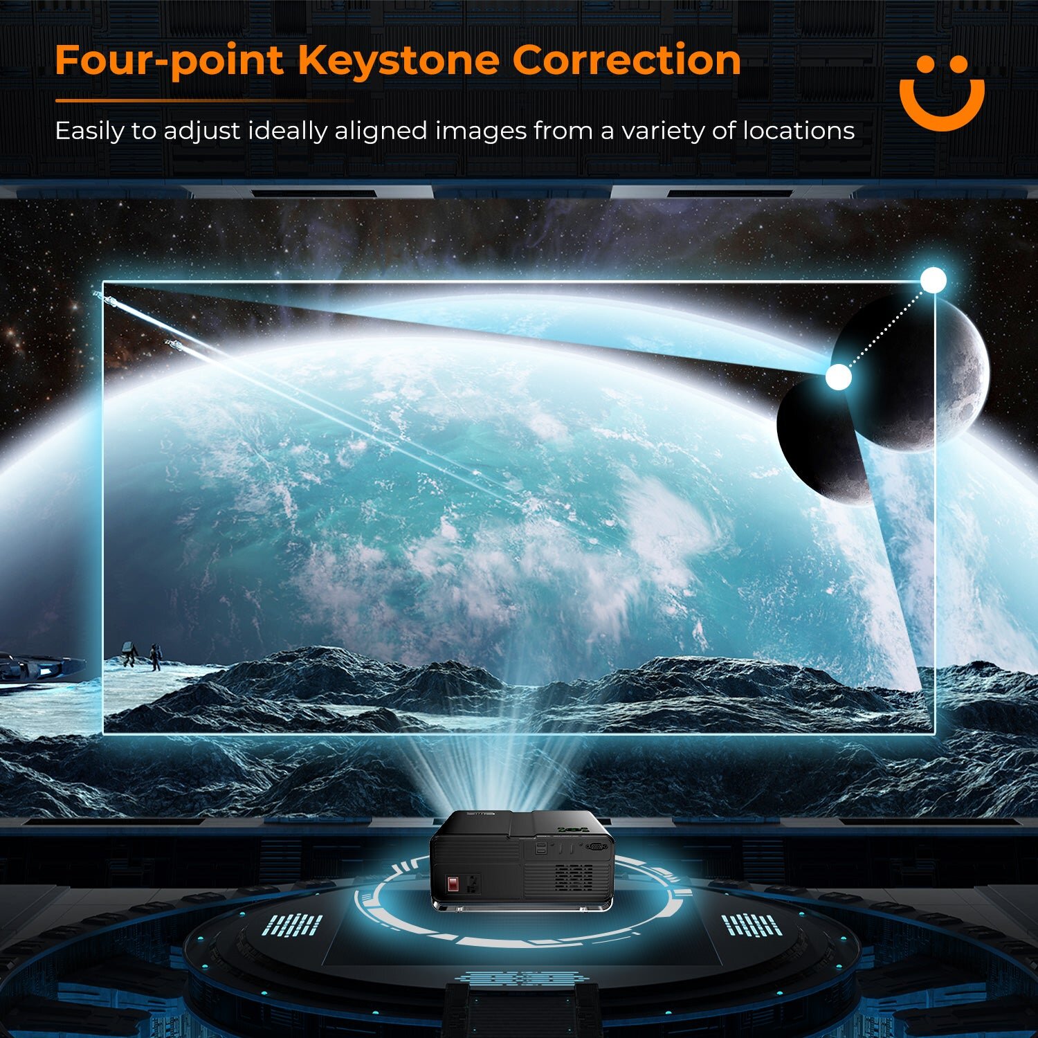 Máy chiếu Full HD chỉnh sửa Keystone 4 điểm Máy chiếu Full HD