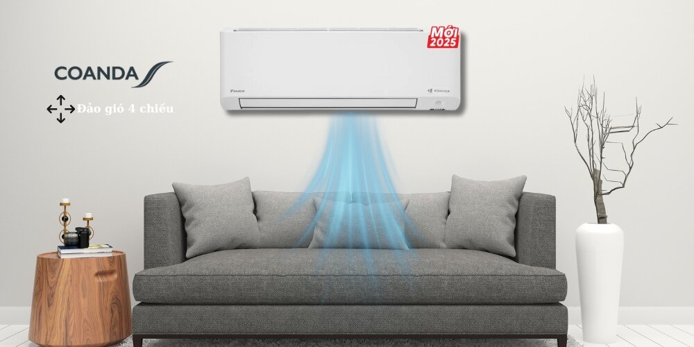 Đảo gió 4 chiều và luồng gió thoải mái Coanda 3D trên Daikin FTKY50ZVMV