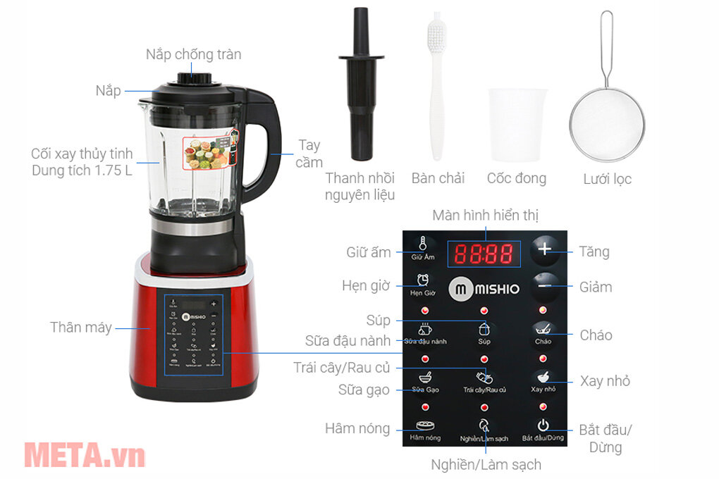 Máy làm sữa hạt đa năng Mishio MK160