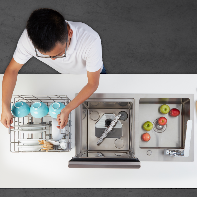 máy rửa bát tích hợp bồn rửa Malloca WQP6-890F3 có khả năng chứa tới 6 bộ bát đĩa
