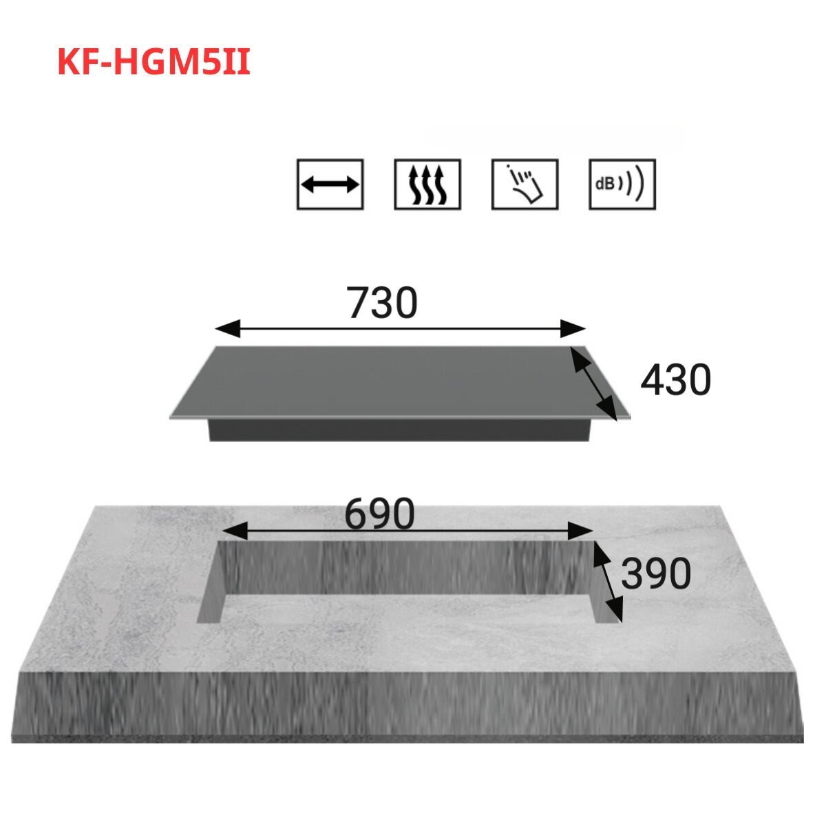 Bản vẽ kỹ thuật bếp điện từ đôi KAFF KF-HGM5II