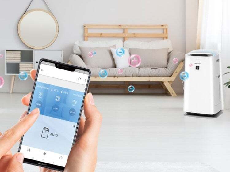 máy lọc không khí tạo ẩm Sharp KI-L60V-W có thể điều khiển máy qua kết nối Wifi với smartphone máy lọc không khí tạo ẩm Sharp KI-L60V-W có thể điều khiển máy qua kết nối Wifi với smartphone