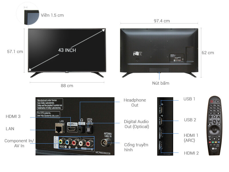 Smart Tivi LG 43 inch 43LH605T
