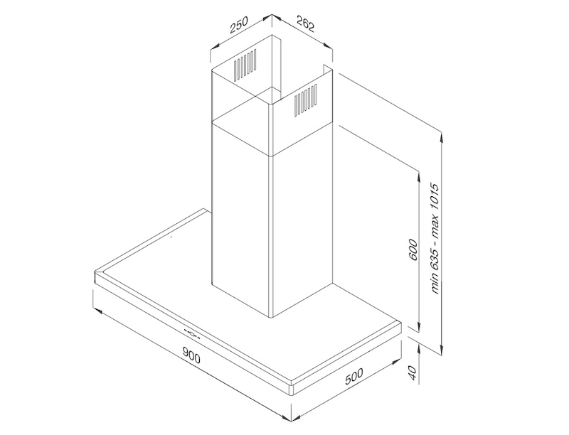 Kích thước máy hút mùi Malloca K1520