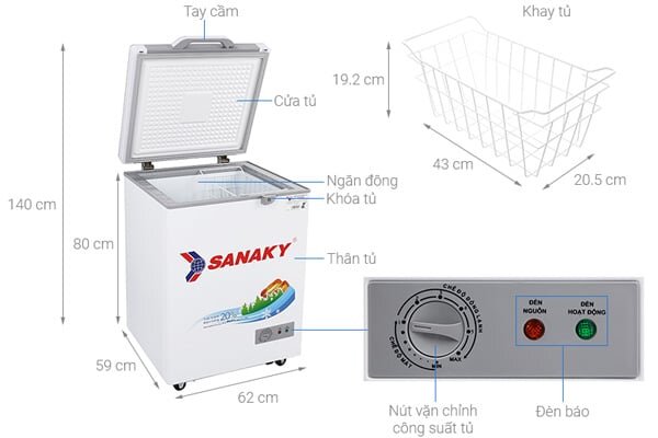 Tủ đông Sanaky 100 lít VH-1599HYK 